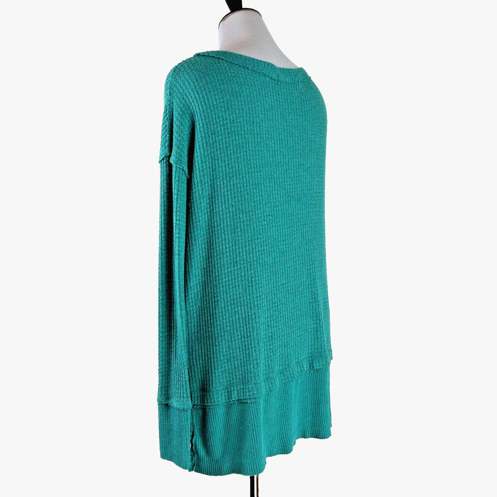Free People Size S Oversize North Shore Thermal Tunic Shirt Aqua Green - Picture 4 of 12